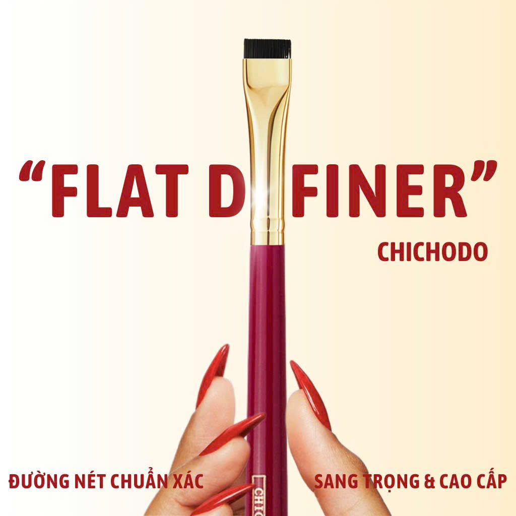 Cọ kẻ liner/vẽ bọng mắt/tém chân mày/viền môi CHICHODO Flat Definer C123